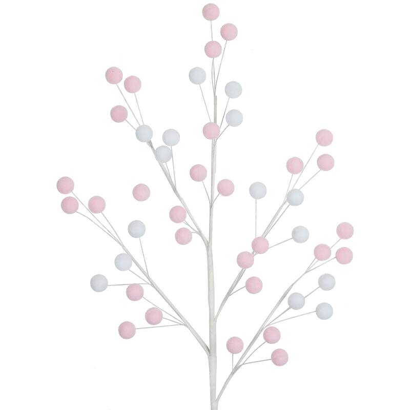 24" Pink and White Pom Pom Christmas Spray 24 Bed Bath & Beyond